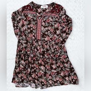 NWT- HALEY LONDON Brown Boho Floral Vintage Inspired Dress